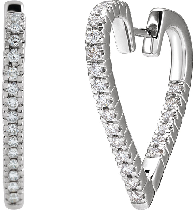 14K Gold Inside-Outside Heart Hoop Earrings - White Gold - view 5