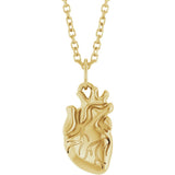 14K Gold Anatomical Heart Necklace or Pendant - Yellow Gold