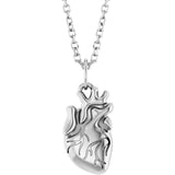 14K Gold Anatomical Heart Necklace or Pendant - White Gold