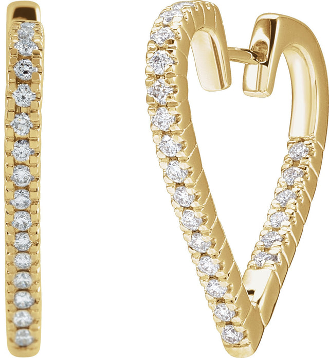 14K Gold Inside-Outside Heart Hoop Earrings - Yellow Gold - view 5