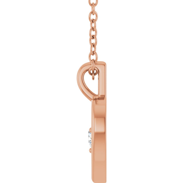 14K Gold Round Natural Diamond Accented Heart Necklace or Pendant – 1/10 CTW - Rose Gold - view 6