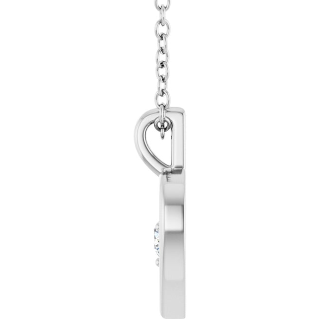 14K Gold Round Natural Diamond Accented Heart Necklace or Pendant – 1/10 CTW - White Gold - view 6
