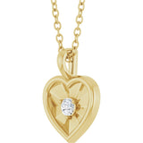 14K Gold Round Natural Diamond Accented Heart Necklace or Pendant – 1/10 CTW - Yellow Gold - view 5
