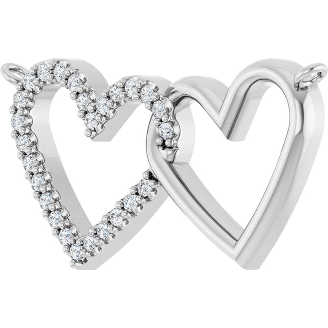 Platinum Round Natural Diamond Interlocking Heart Necklace - view 5