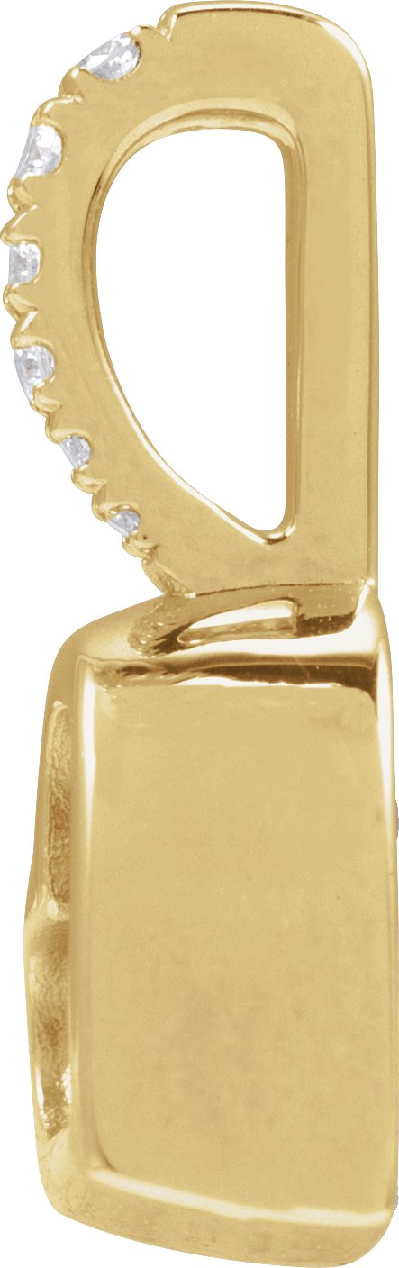 14K Gold Round Natural Diamond Engravable Heart Pendant - Yellow Gold - view 5