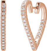 14K Gold Inside-Outside Heart Hoop Earrings - Rose Gold - view 5