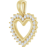 14K Gold Round Natural Diamond Accented Heart Necklace or Pendant – 1/3 CTW - Yellow Gold - view 5