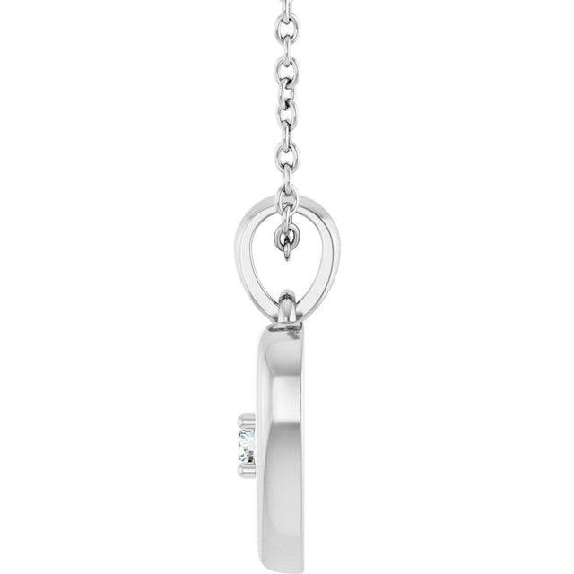 Platinum Round Natural Diamond Starburst Heart Necklace or Pendant - view 6