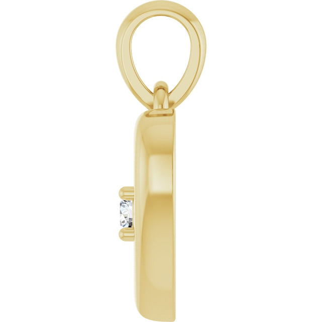14K Gold Round Natural Diamond Starburst Heart Necklace or Pendant - Yellow Gold - view 6