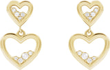 14K Gold Round Natural Diamond Accented Heart Earrings II - Yellow Gold - view 4