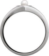 Platinum Cultured White Akoya Pearl Pearl Heart Ring - view 6