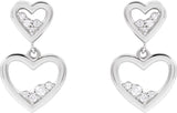 Platinum Round Natural Diamond Accented Heart Earrings II - view 4
