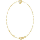 14K Gold Natural Diamond Heart & Paperclip-Style Link Bracelet - Yellow Gold - view 2