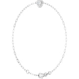 14K Gold Natural Diamond Heart & Paperclip-Style Link Bracelet - White Gold - view 2