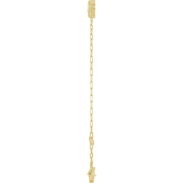 14K Gold Natural Diamond Heart & Paperclip-Style Link Bracelet - Yellow Gold - view 3