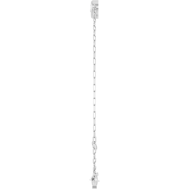 14K Gold Natural Diamond Heart & Paperclip-Style Link Bracelet - White Gold - view 3