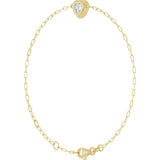 14K Gold Natural Diamond Heart & Paperclip-Style Link Bracelet - Yellow Gold - view 2