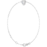 14K Gold Natural Diamond Heart & Paperclip-Style Link Bracelet - White Gold - view 2