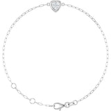 14K Gold Natural Diamond Heart & Paperclip-Style Link Bracelet - White Gold