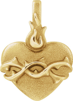 14K Gold Sacred Heart Pendant - Yellow Gold
