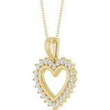 14K Gold Round Natural Diamond Accented Heart Necklace or Pendant – 1/3 CTW - Yellow Gold - view 5