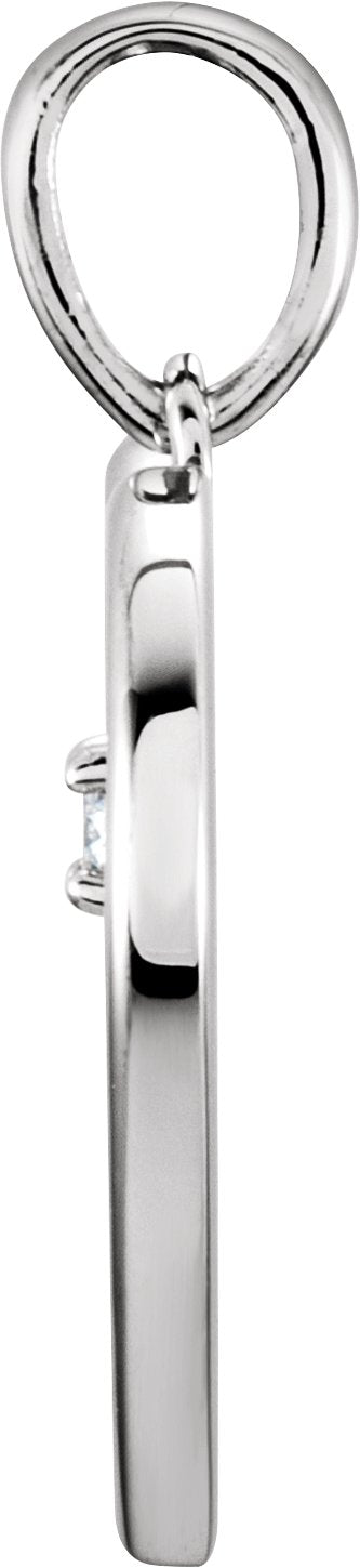 14K Gold Round Natural Diamond Heart Pendant – up to 0.025 CTW - White Gold - view 4