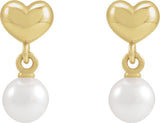 Platinum Cultured White Freshwater Pearl Pearl Heart Earrings - view 8