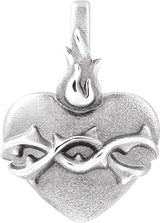 14K Gold Sacred Heart Pendant - White Gold