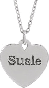 14K Gold Engravable Floral Heart Necklace or Pendant - White Gold - view 4