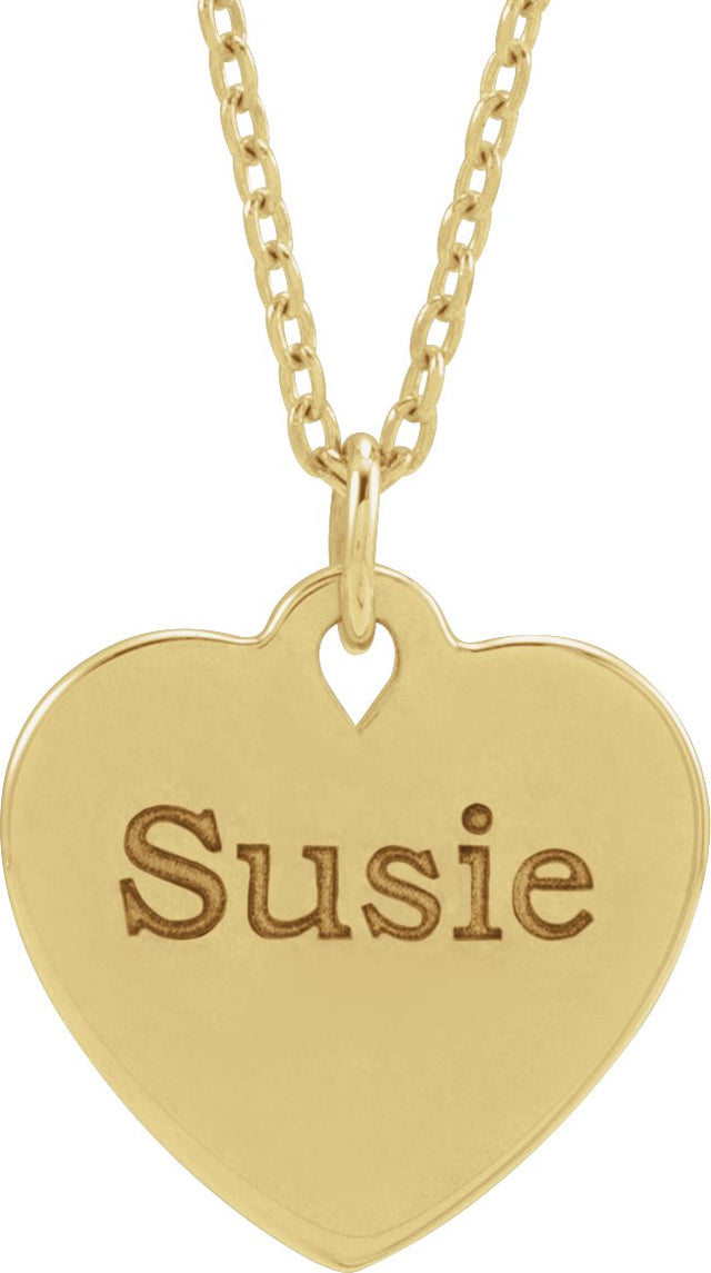 14K Gold Engravable Floral Heart Necklace or Pendant - Yellow Gold - view 4