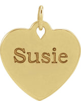 14K Gold Engravable Floral Heart Necklace or Pendant - Yellow Gold - view 4