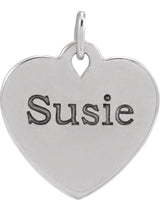 14K Gold Engravable Floral Heart Necklace or Pendant - White Gold - view 4
