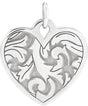 14K Gold Engravable Floral Heart Necklace or Pendant - White Gold