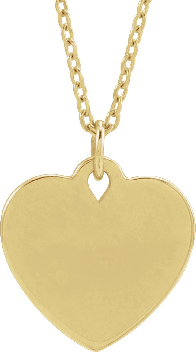 14K Gold Engravable Floral Heart Necklace or Pendant - Yellow Gold - view 3