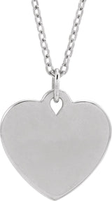 14K Gold Engravable Floral Heart Necklace or Pendant - White Gold - view 3
