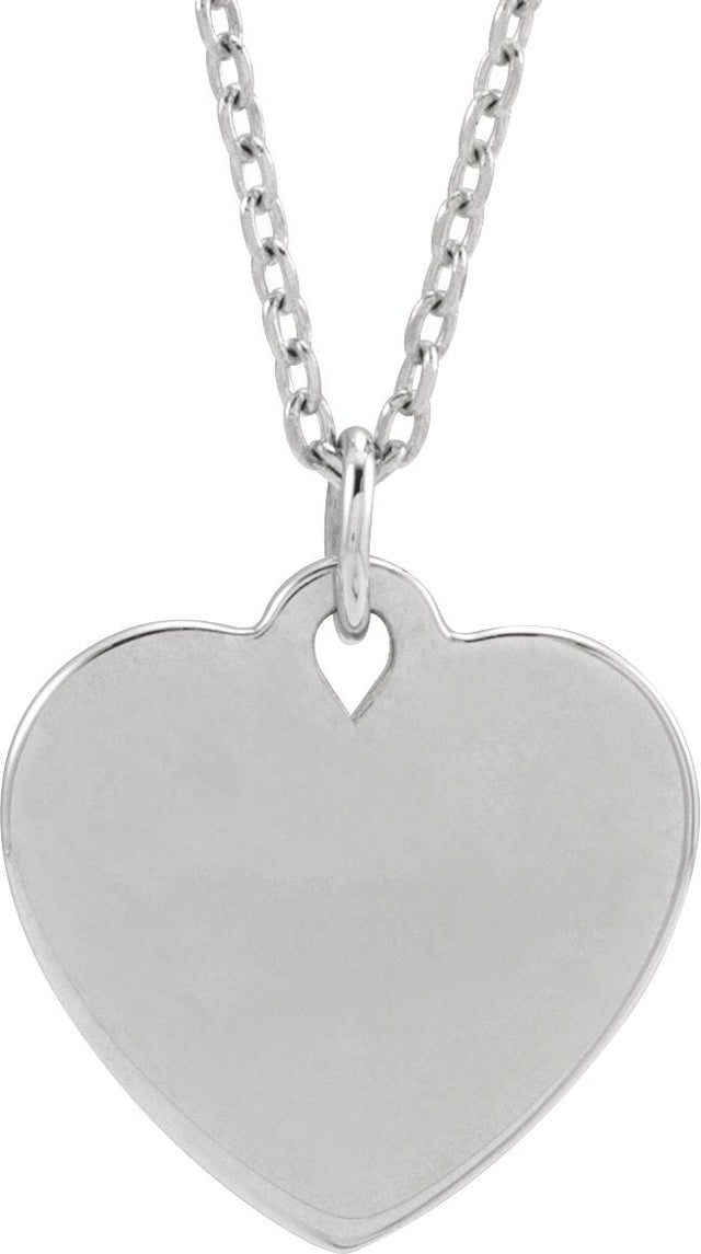 14K Gold Engravable Floral Heart Necklace or Pendant - White Gold - view 3