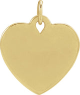 14K Gold Engravable Floral Heart Necklace or Pendant - Yellow Gold - view 3