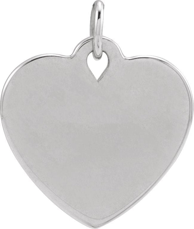 14K Gold Engravable Floral Heart Necklace or Pendant - White Gold - view 3