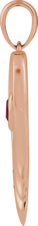 14K Gold Round Lab-Grown Ruby I'll Hold You In My Heart Pendant - Rose Gold - view 4