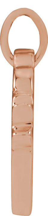 14K Gold Round Natural Diamond Engravable Accented Heart Necklace or Pendant – 005 CTW - Rose Gold - view 5