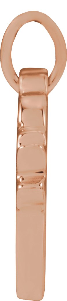 14K Gold Round Natural Diamond Engravable Accented Heart Necklace or Pendant – 005 CTW - Rose Gold - view 5