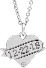 14K Gold Round Natural Diamond Engravable Accented Heart Necklace or Pendant – 005 CTW - White Gold - view 6