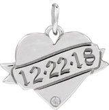 14K Gold Round Natural Diamond Engravable Accented Heart Necklace or Pendant – 005 CTW - White Gold - view 6