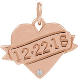 14K Gold Round Natural Diamond Engravable Accented Heart Necklace or Pendant – 005 CTW - Rose Gold - view 6