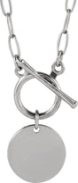 14K Gold Engravable Toggle Necklace - White Gold