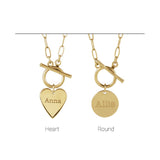 14K Gold Engravable Toggle Necklace - Rose Gold - view 2