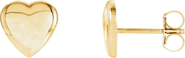 14K Gold Heart Earrings – 8x8mm - Yellow Gold