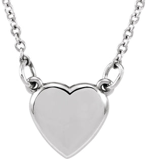 14K Gold Heart Necklace – 9x8.45mm - White Gold