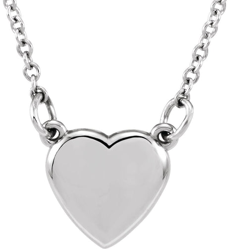 14K Gold Heart Necklace – 9x8.45mm - White Gold