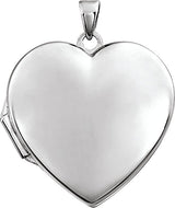 14K Gold Engravable Heart Locket - White Gold